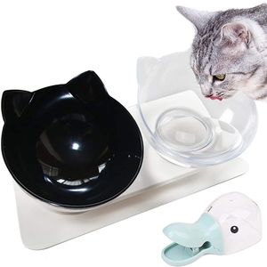 New double cat feeding bowls with scoop spoon